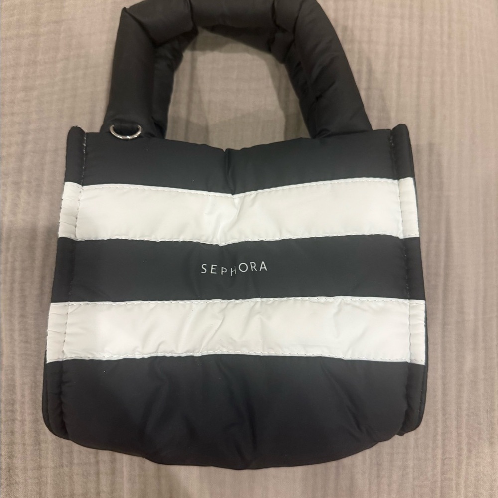 Sephora Quilted Black and White Cosmetic Bag